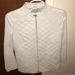 100% Leather White Coat with Chinese Collars